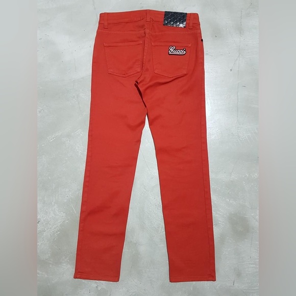 Gucci Logo GG Monogram Badge red Jeans - Picture 3 of 14